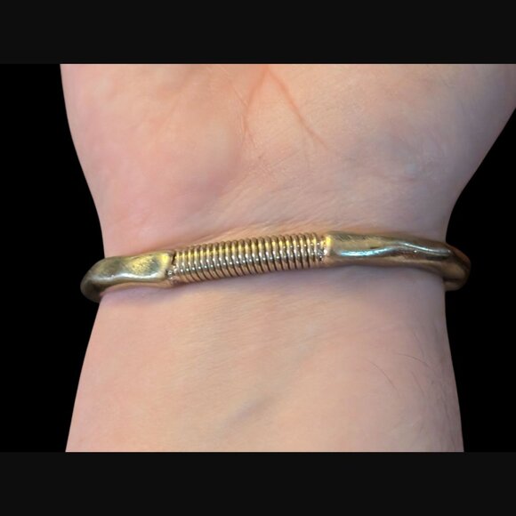 Artisan Textured Gold Tone Faith Spring Double Hook Clasp Size 6.5" Bracelet - Picture 3 of 10